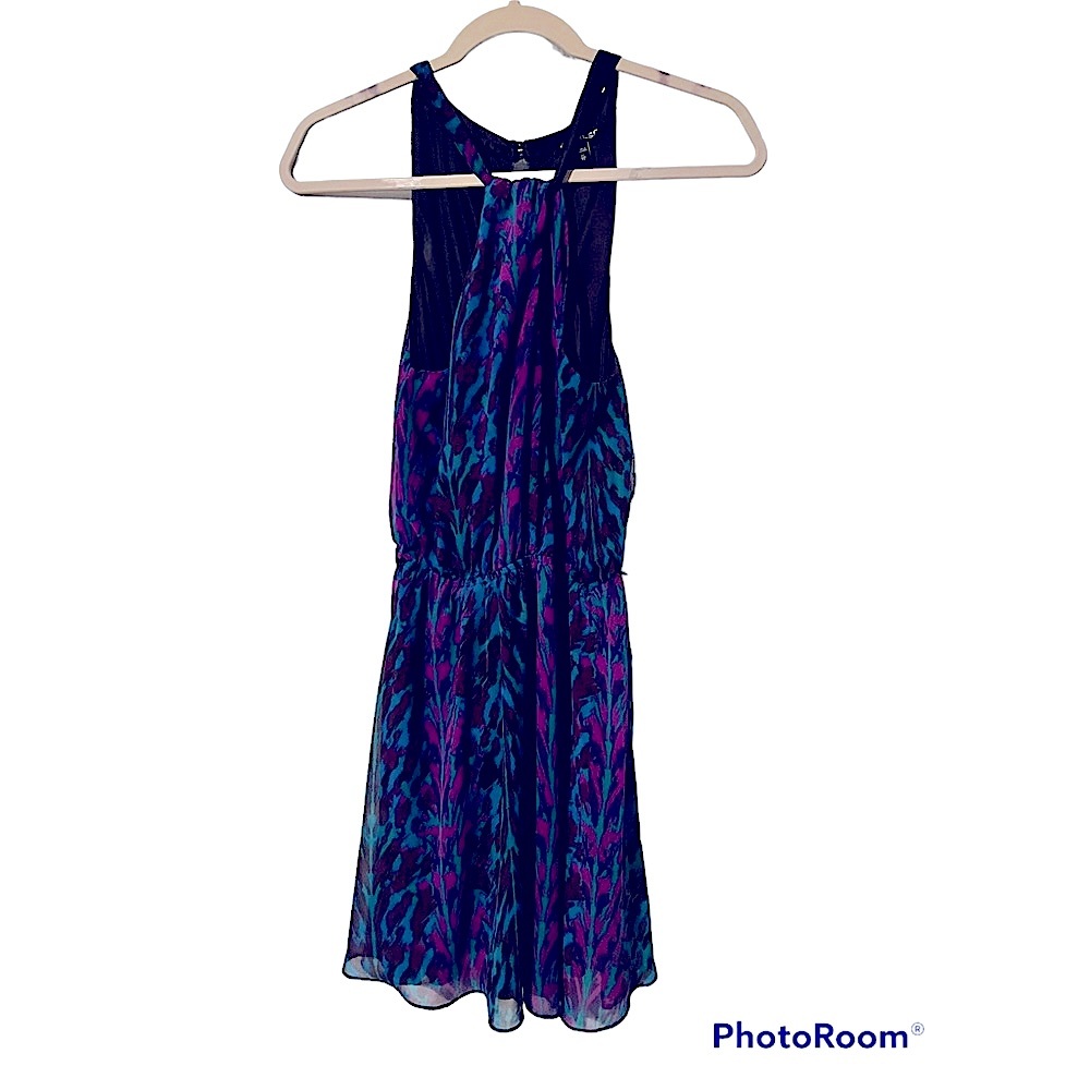 Colorful Chiffon Dress with Pink / Blue and Purple